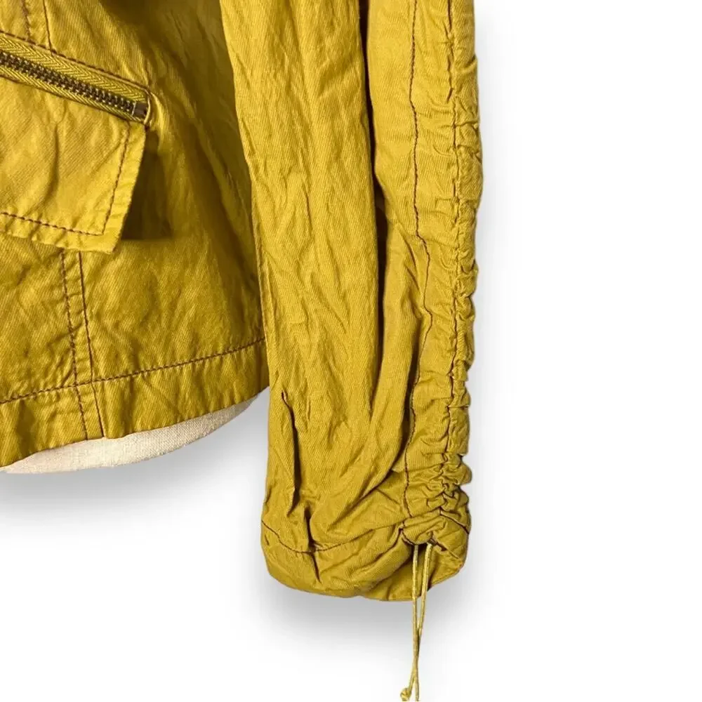 Coldwater Creek Mustard Yellow Drawstring Scrunch Snap Jacket Women’s Size 4-6